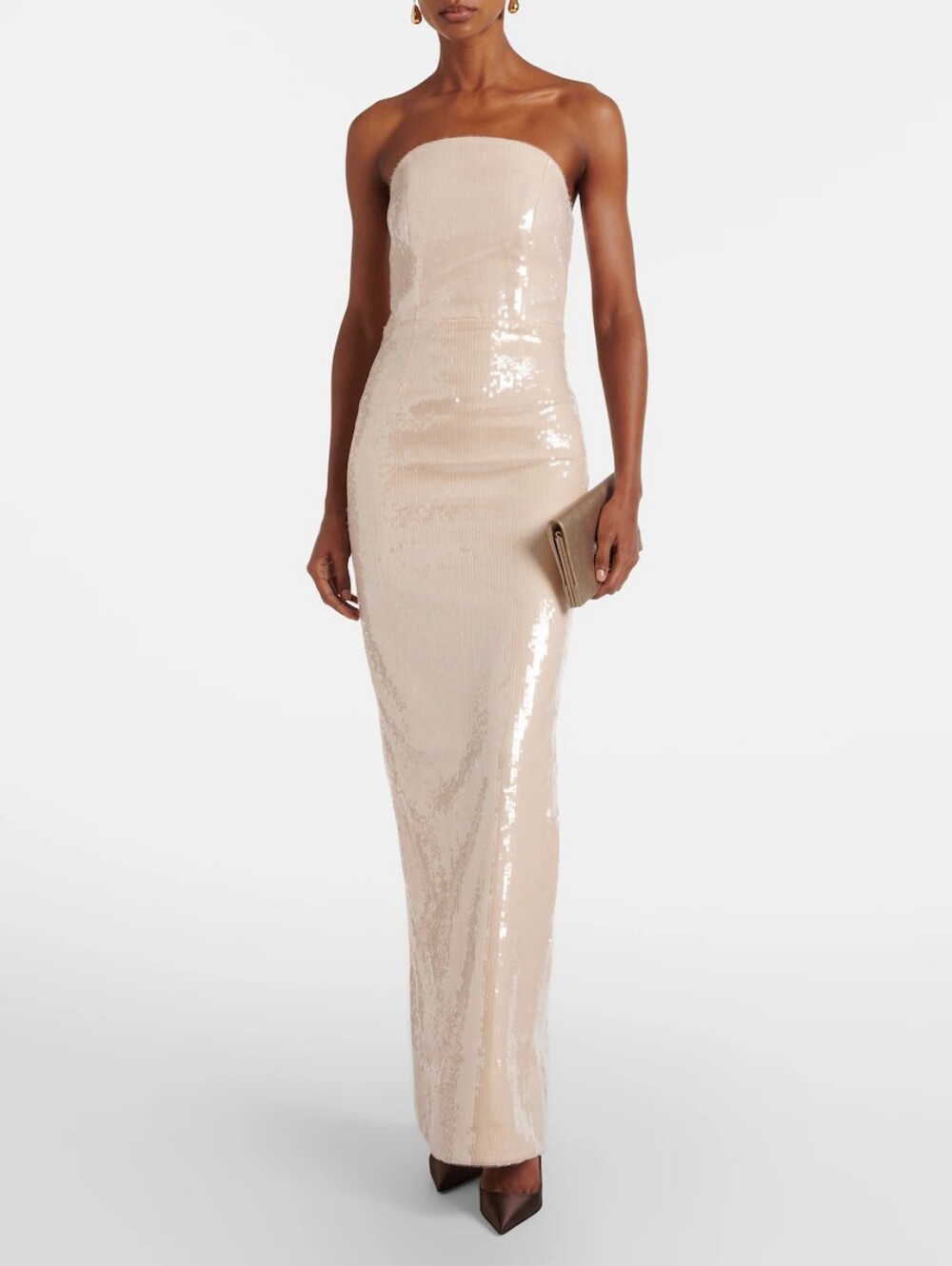 Roland Mouret Curved Neckline Sequin Column Gown Size US 4